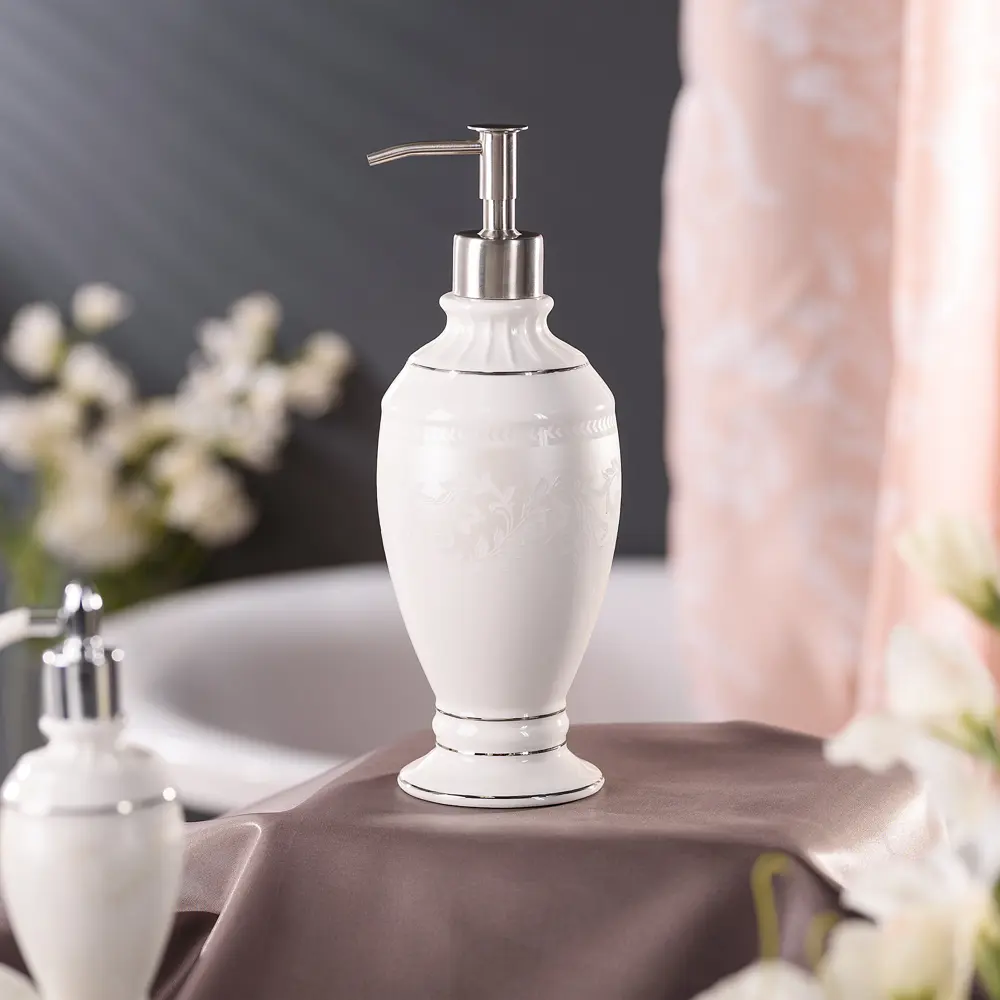 Дозатор для жидкого мыла настольный Wess «Elegance» керамика цвет белый 13723582 STLM-2179604 - Вид №4