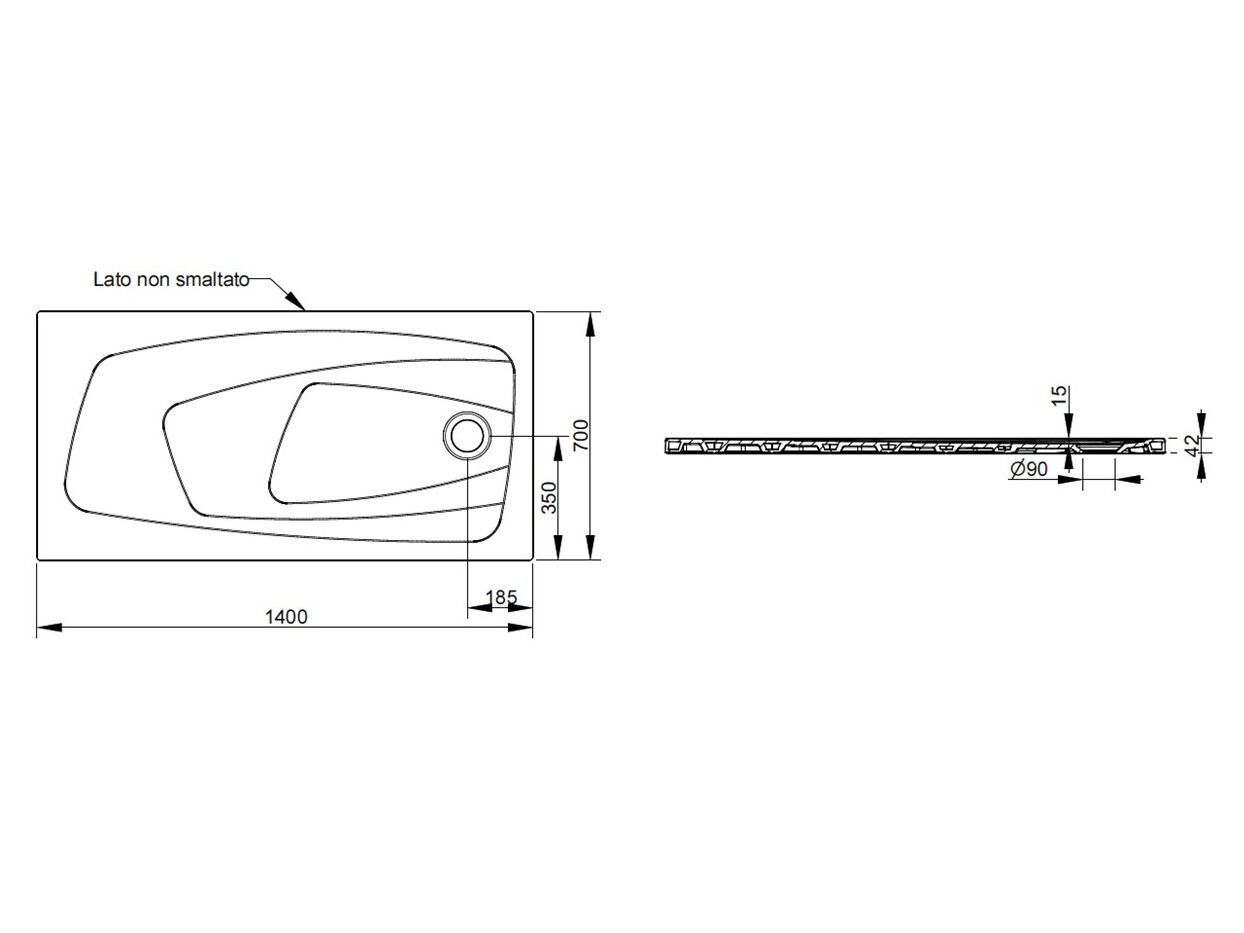 Керамический нескользящий прямоугольный поддон для душа Ceramica Dolomite за пределами ARCH-00148401 - Вид №125
