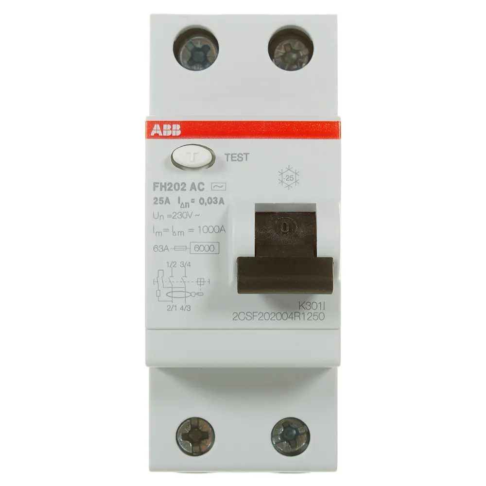УЗО ABB FH202 1P N 25 А 30 мА 10 кА АС 2CSF202004R1250 10065457 STLM-2110807  - Вид №1