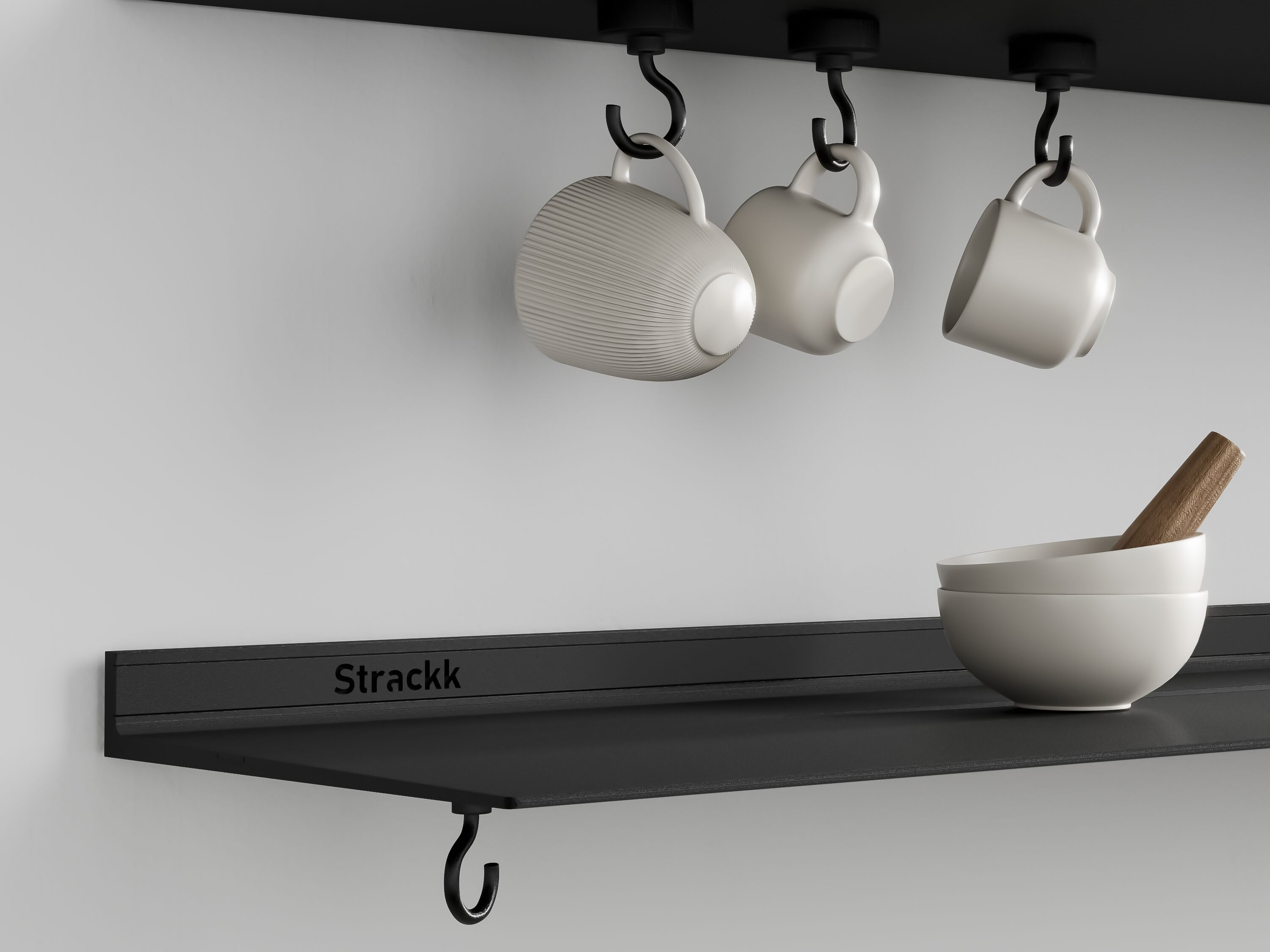 Алюминиевые полки крючки Strackk WALL SHELF WITH MAGNET HOOKS ARCH-00045633