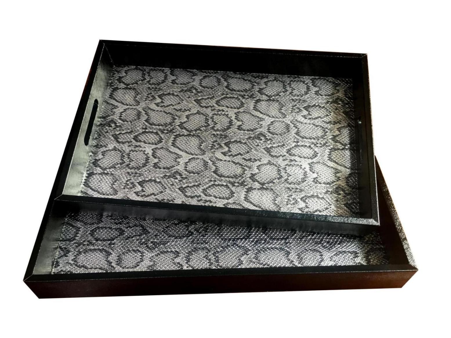 93085 Поднос серебро с черным, дерево, набор 2 шт (цена за набор) COR MULDER Santreyd 