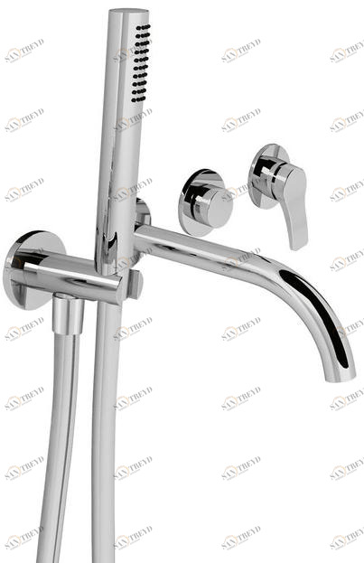 ABOUTWATER Настенный комплект для ванны с ручным душем на 4 отверстия Al/23 Fantini Rubinetti sun-id-1433154