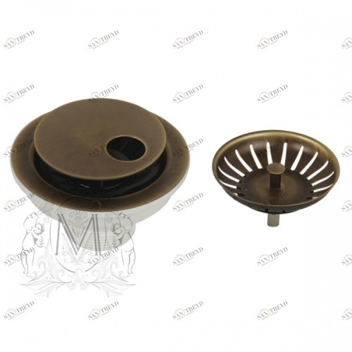 Слив для кухонной мойки MIGLIORE Ricambi ML.RIC-10.131.BR с крышкой, бронза 