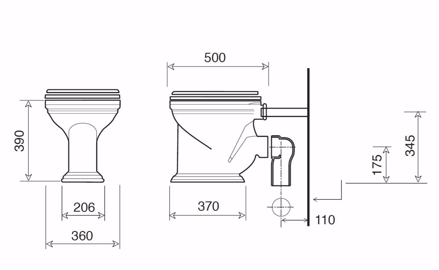 Приставной унитаз напольный Белый Gentry Home VICTORIAN Англия sun-id-1491728 - Вид №1