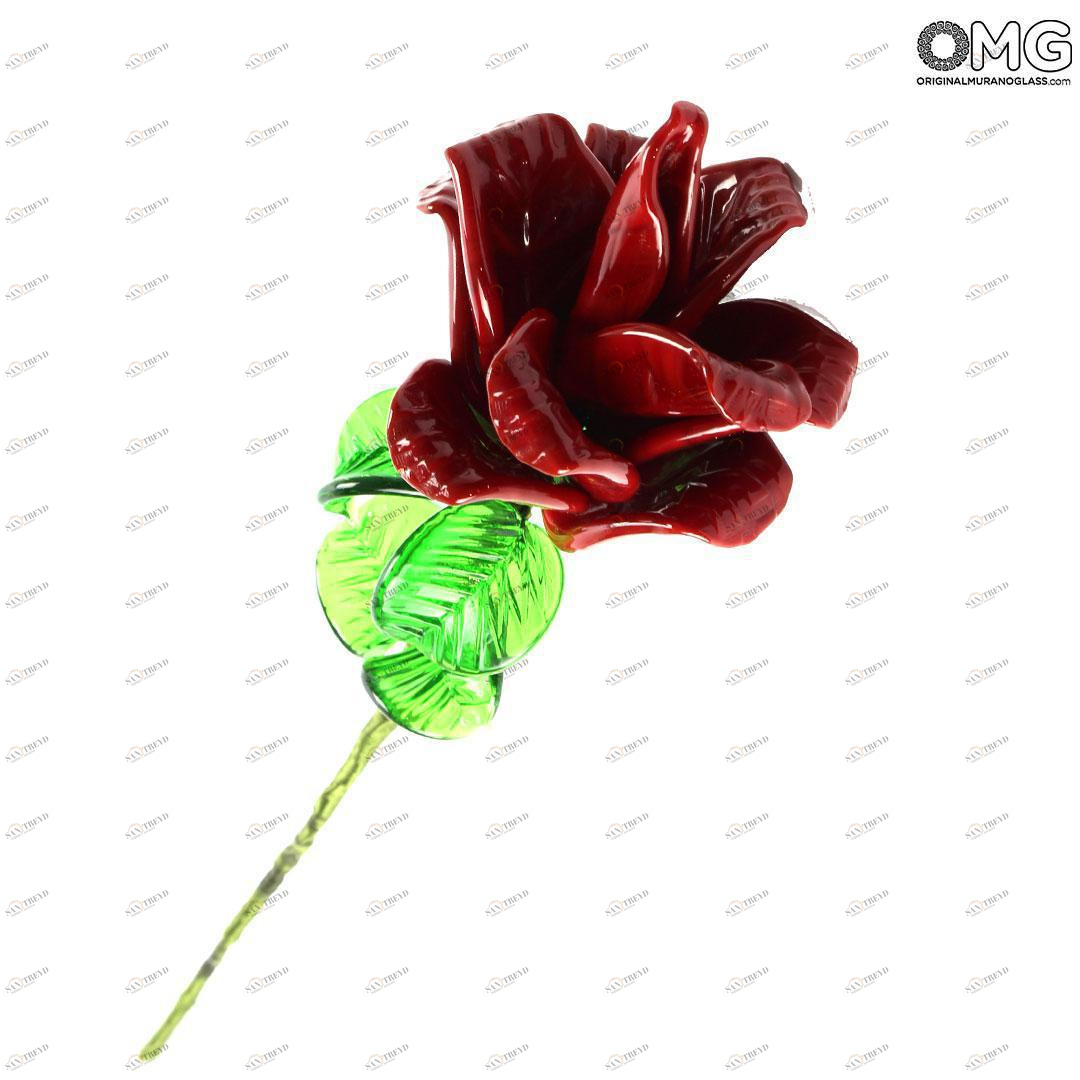 4784 ORIGINALMURANOGLASS Декоративная красная орхидея - муранское стекло OMG 30 см 