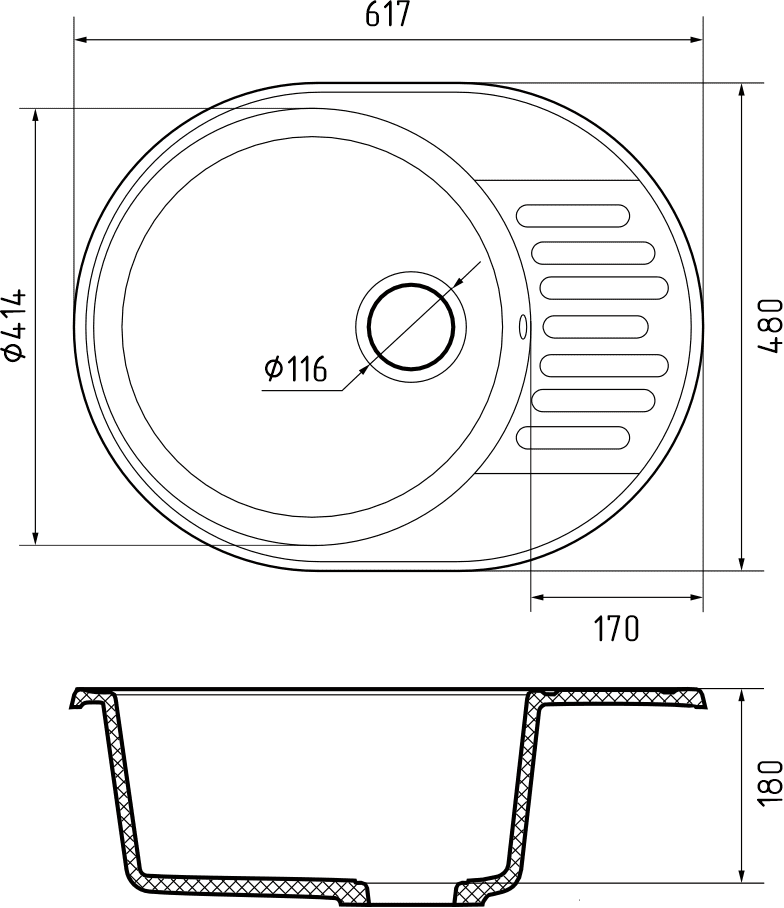 Кухонная мойка Кварц QUARZ S397 GranFest 58-S397 - Вид №1