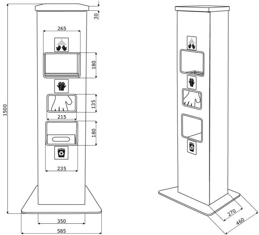 MDD Дозатор для одноразовых устройств / тотем для дезинфекции из металла  Dzw1  - Вид №2