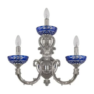 Бра настенное серебристо-синее Bohemia Ivele Ni P 7109B16/2+1/210 Ni P Clear-Blue/H-1J BOHEMIA IVELE ПОД СТАРИНУ 00-3889084 Серебро;синий