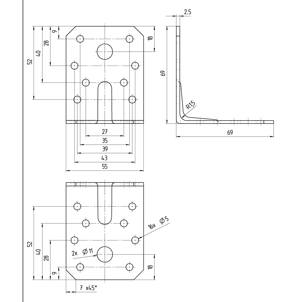 Угол крепежный усиленный 70x70x55x2.5 цвет бежевый 82381215 STLM-2121808 Santreyd  - Вид №3