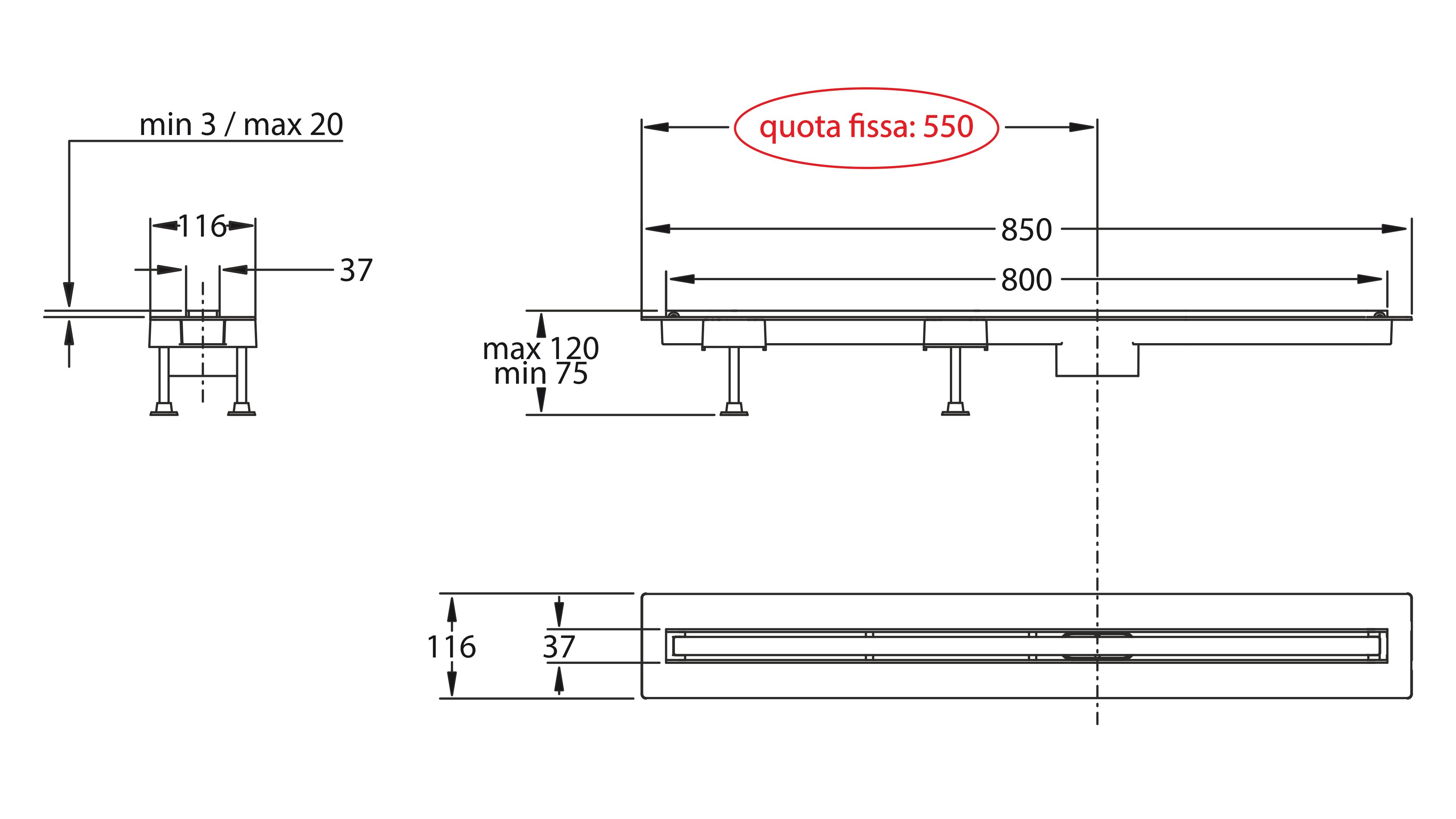 Алюминиевый слив для душа Bonomini Canalissima ARCH-00102424 - Вид №2