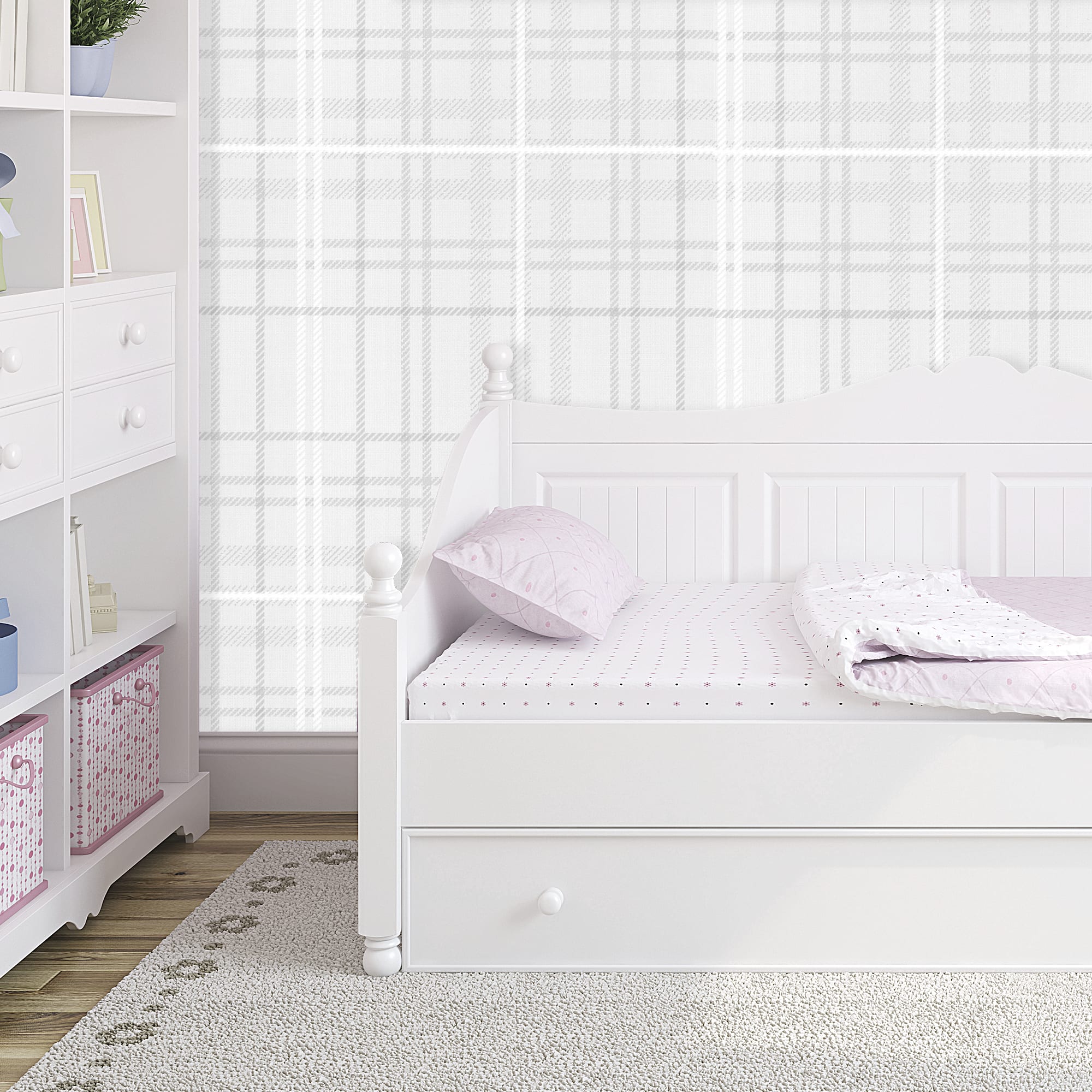 82045423 Обои бумажные серые 0.53 м 303-017 Д14 Клетка Santreyd  - Вид №2