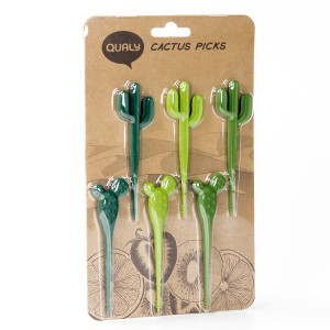 QL10285-GN Набор шпажек для канапе cactus, зеленый Qualy