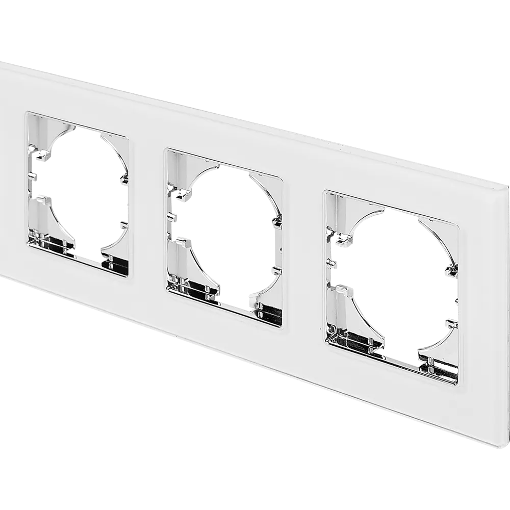 Рамка GUSI Electric Ugra для тройных розеток и выключателей в белом стекле 86408198 STLM-0068771 - Вид №1