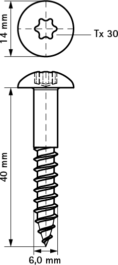 61843640 Монтажный элемент BIS RapidRail® Шуруп TX30 для крепления профиля BIS RapidRail® к стене или потолку WALRAVEN  - Вид №1