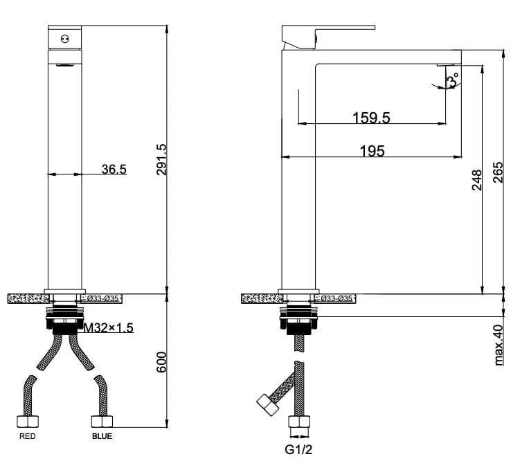 Однорычажный высокий смеситель для раковины Lablù гидро ARCH-00120694 - Вид №3