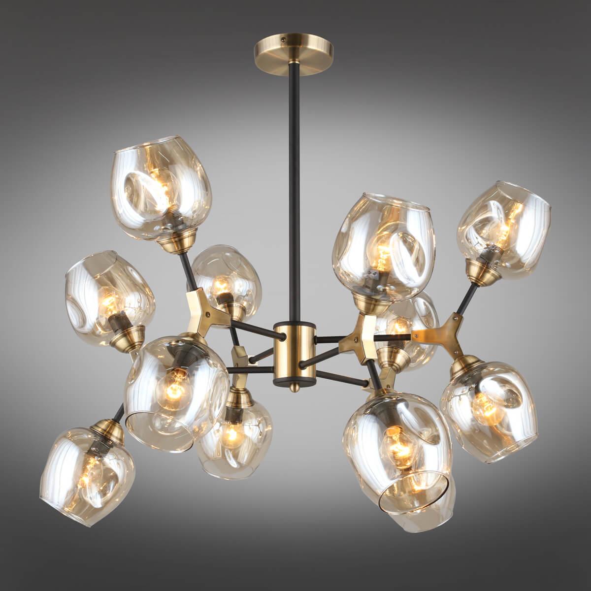Потолочная люстра Omnilux Pozzallo OML-93407-12 OMNILUX ДИЗАЙНЕРСКИЕ, POZZALLO 328878 Бронза;прозрачный;коричневый  - Вид №3