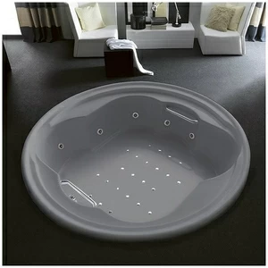 Ванна Gruppo treesse Perla V669Q серая с гидромассажем аэромассажем дезинфекцией и дистанционным управлением круглая большая свободностоящая