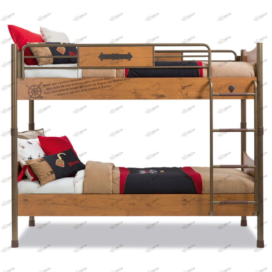 Детская двухъярусная кровать 90х200 см коричневая Pirate CILEK PIRATE 00-3832161 Коричневый Santreyd 