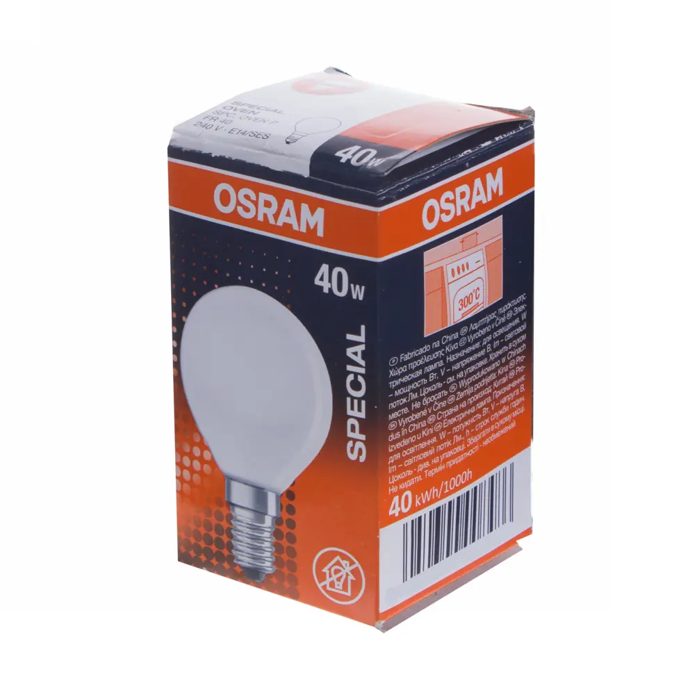 Лампа накаливания для духовки Osram шар E14 40 Вт свет тёплый белый 16656338 STLM-2197291  - Вид №1