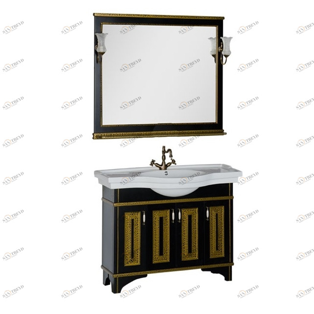 Комплект мебели Aquanet Валенса 110 черный краколет/золото 00180449