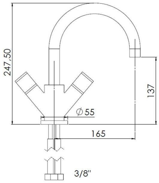 rvb Смеситель для раковины на столешницу, одно отверстие Flamant docks 4080.--.47 - Вид №2