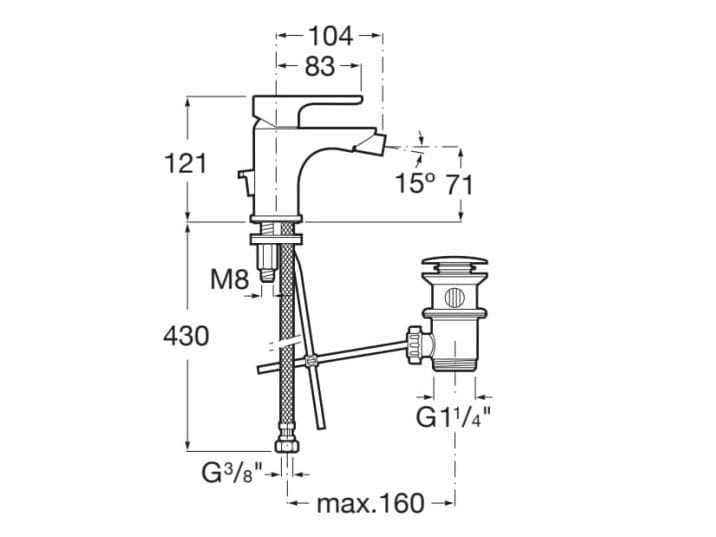 Однорычажный смеситель для биде из хромированной латуни с поворотным горлышком Roca L20 ARCH-00080914 - Вид №2