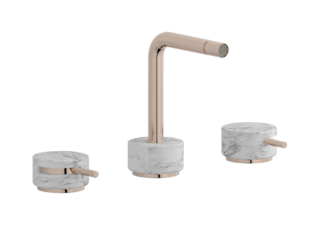 Смеситель для биде на 3 отверстия с донным клапаном WE ARE IB mm393rs_1 Rose Gold Marmo