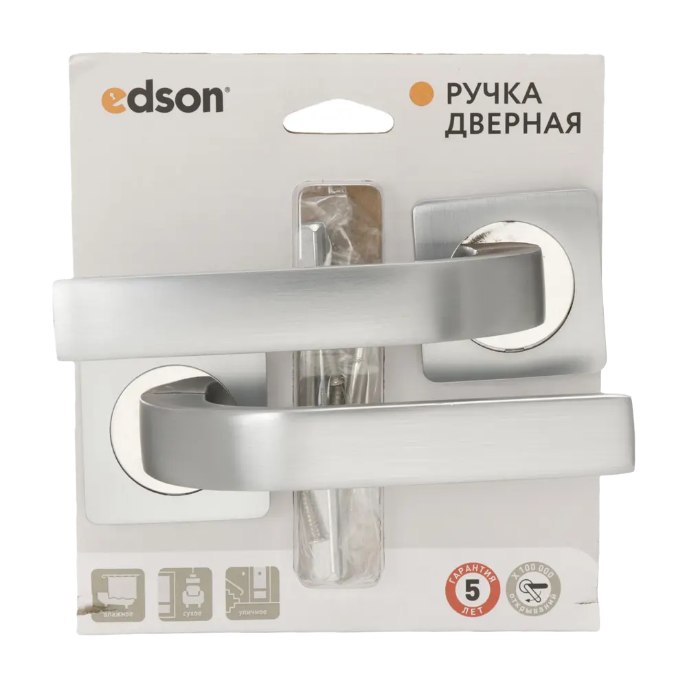 Дверная ручка на розетке Edson EDS-08-QR1 без запирания цвет хром 89456889 STLM-2183710  - Вид №2
