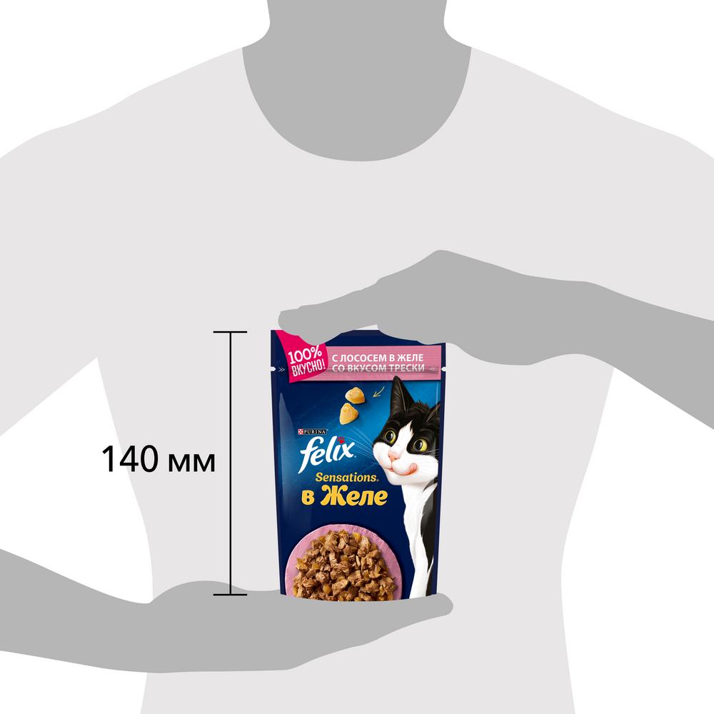 ПР0026298 Корм для кошек Sensations с лососем в желе с добавлением трески, пауч 85 г FELIX  - Вид №9