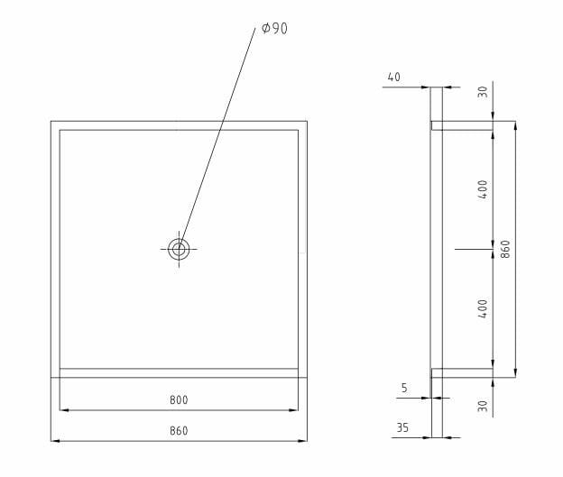 Поддон для душа с квадратным полом Thermomat 480N/490N ARCH-00028666 - Вид №2