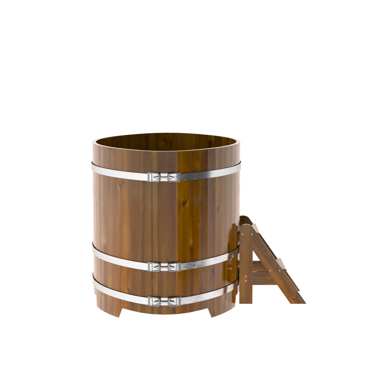 2281 Купель овальная из лиственницы Рустик 1,02х1,68х1,1 морёная Alyarus  - Вид №3