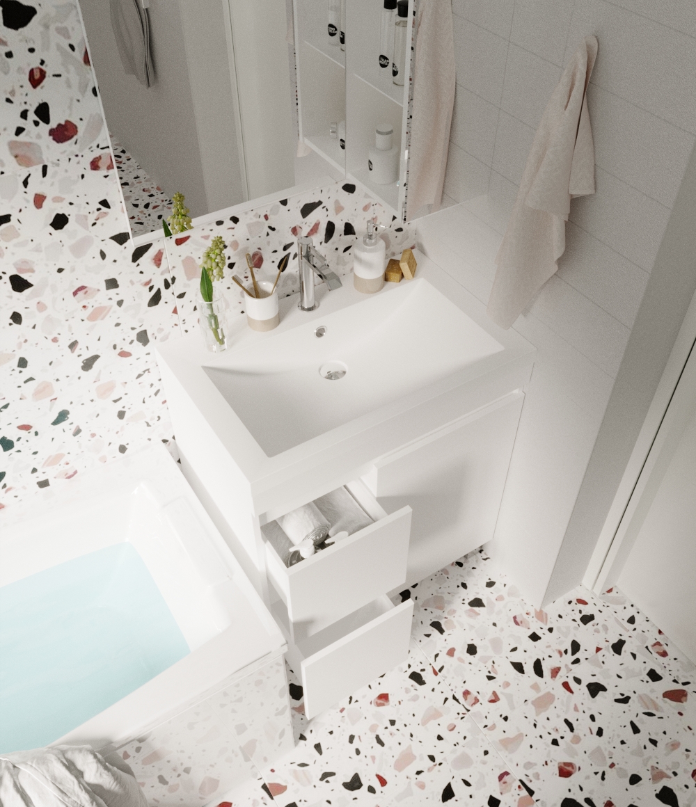 У79532 Тумба Cube 75Н 2в.я 1д Белый глянец 1 Marka CUBE - Вид №4