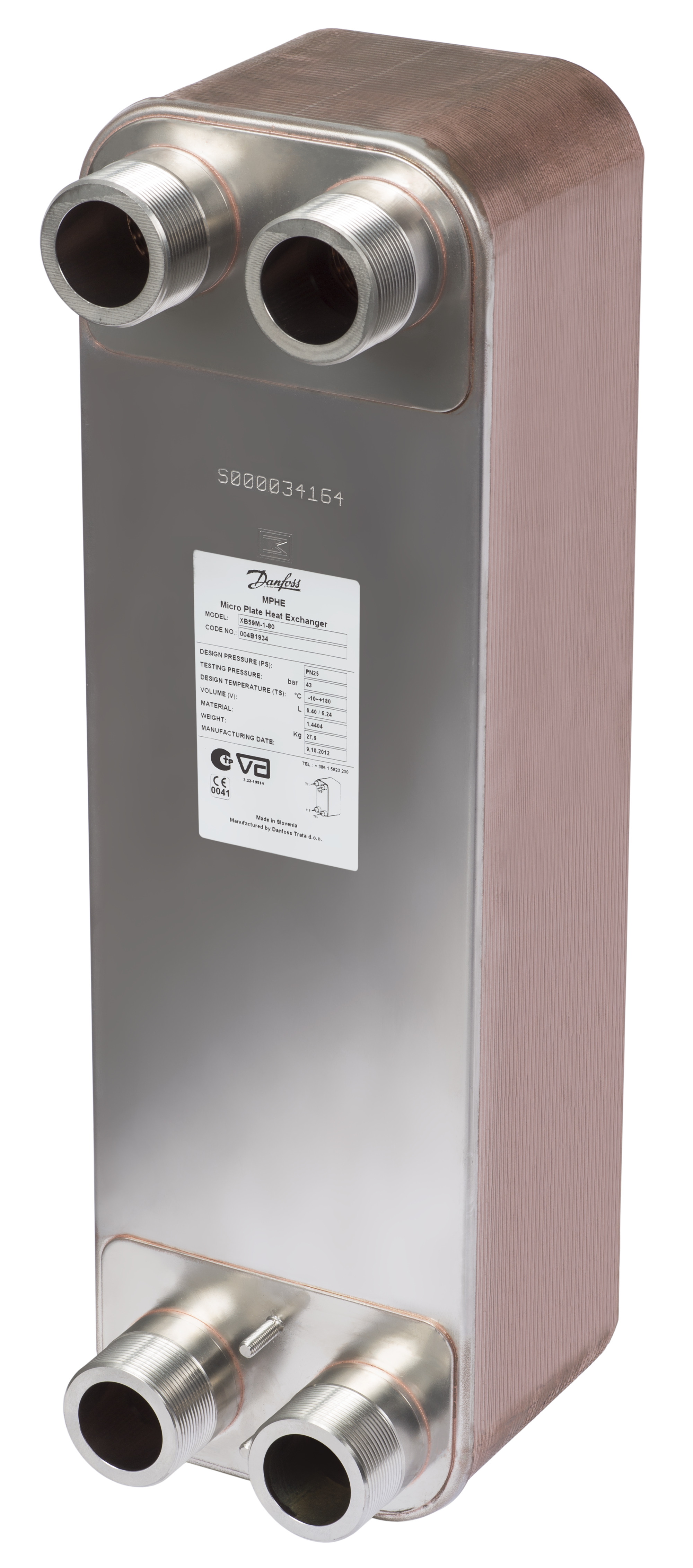 Danfoss Паяный пластинчатый теплообменник серии XB59M XB 59M-1-100 Паяный ТО 004B1937  - Вид №51