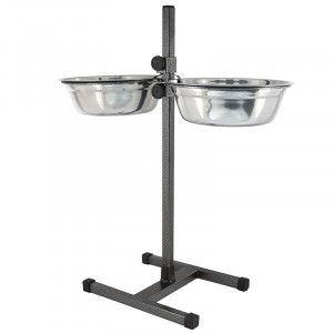 ПР0037178 Стойка с мисками для животных регулируемая, шагрень, h60см, D26см, 2х2,5л ХОРОШКА