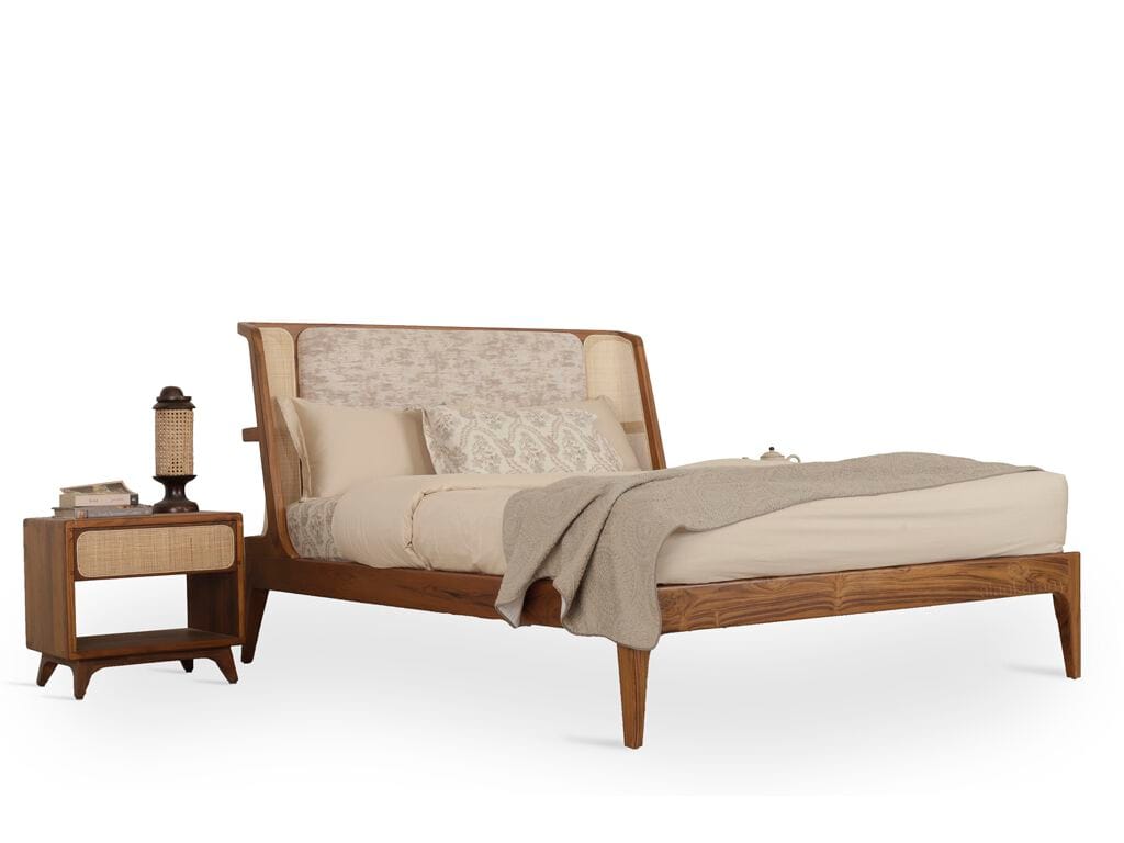 Супер двуспальная кровать из тикового дерева с мягким изголовьем Alankaram UWAY ARCH-00076316