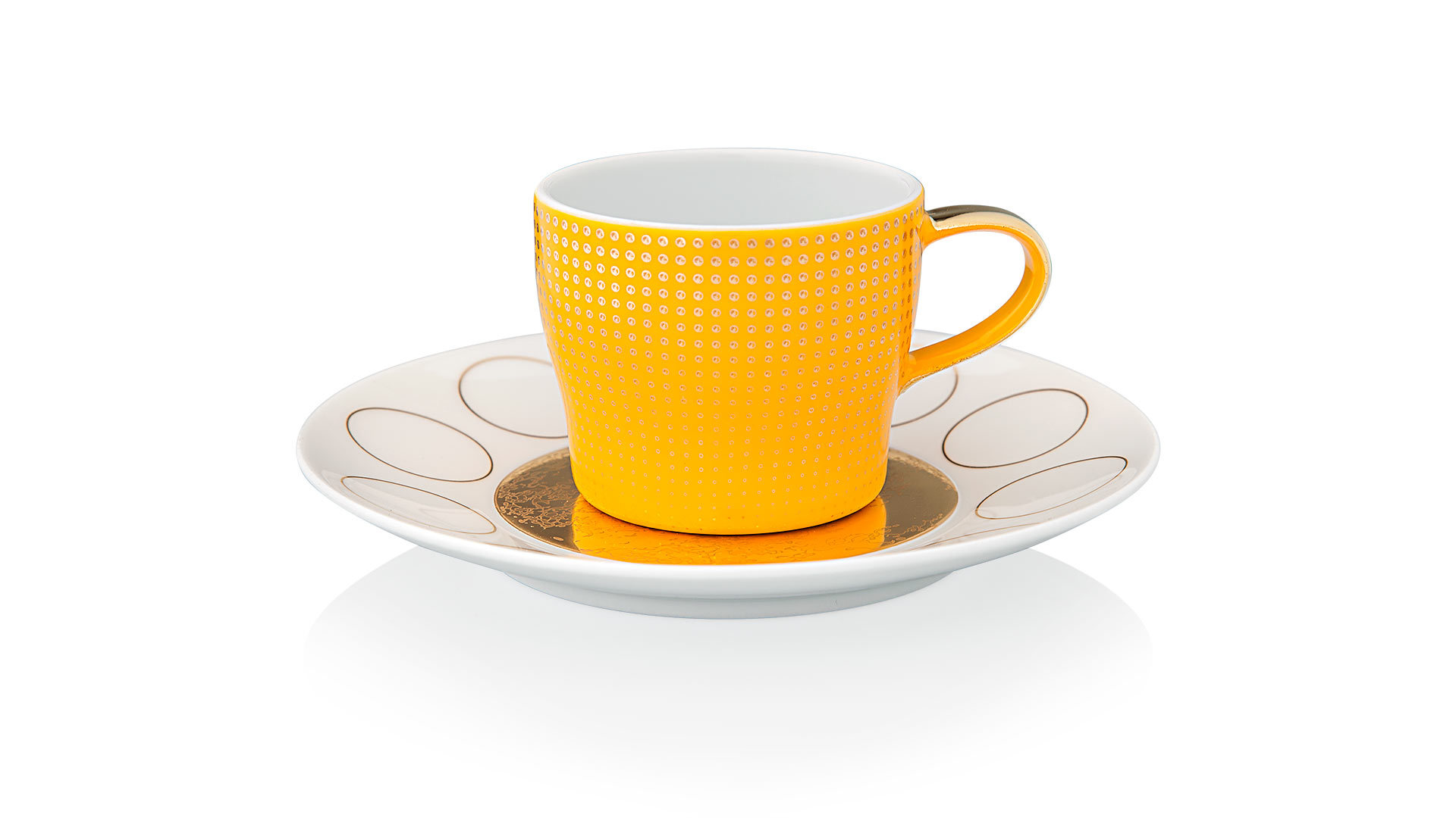 10578970 Furstenberg Набор чашек для эспрессо с блюдцами Furstenberg "Лунный свет" 70мл (желтая и красная), 2 шт, п/к Фарфор, Керамика  - Вид №1