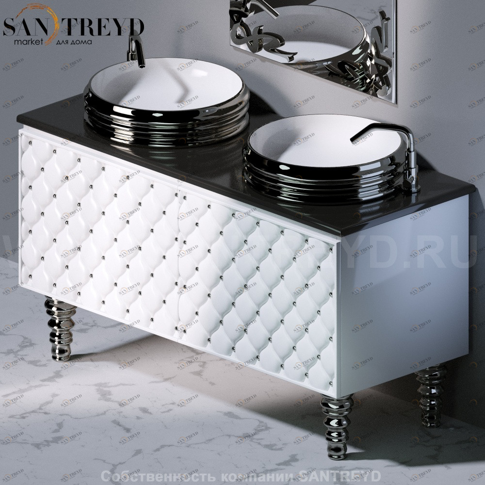 Двойной ящик C291C CLASS с белым фасадом и хромированными вставками AeT ITALIA GLASS C291CD100PC291CS100P