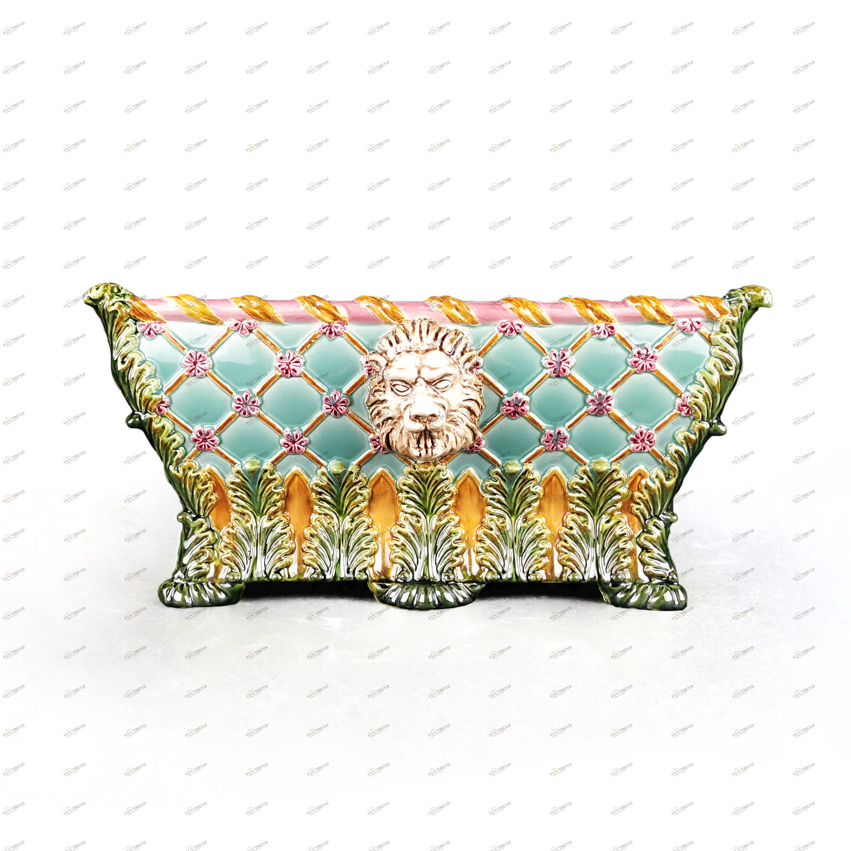 Кашпо "Лев" (бирюза 2) PROVANSFAIENCE 