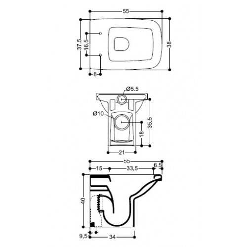 42837 Приставной унитаз напольный Белый  Moss Италия Santreyd - Вид №1