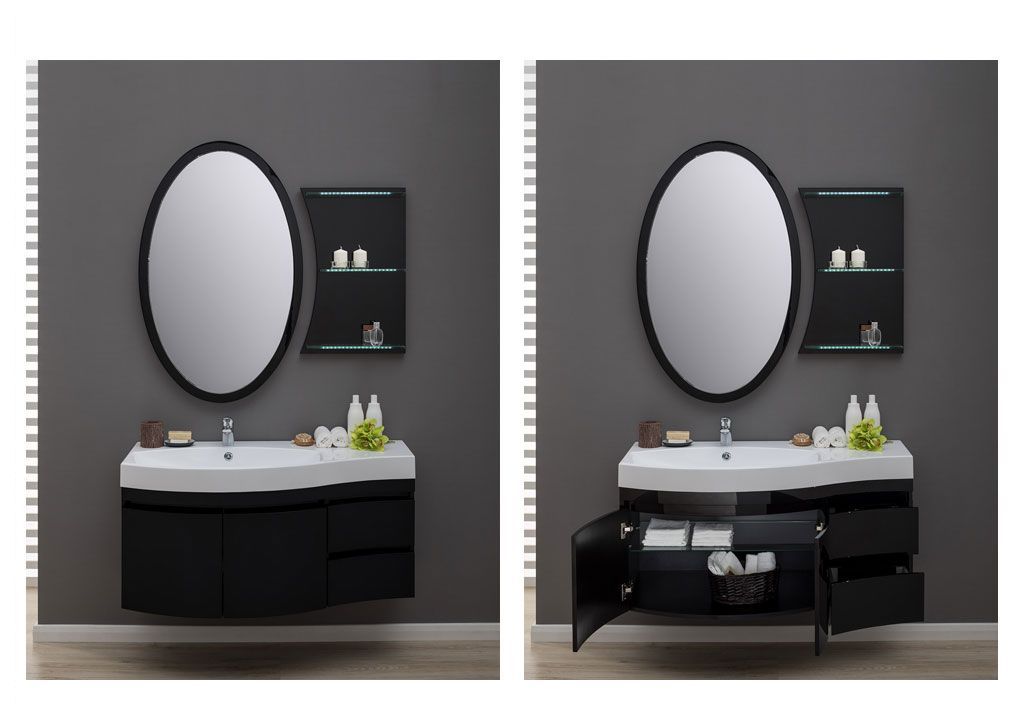 Тумба с раковиной Aquanet Опера 115 L черный (2 дверцы 2 ящика) 0016961200169398 - Вид №4