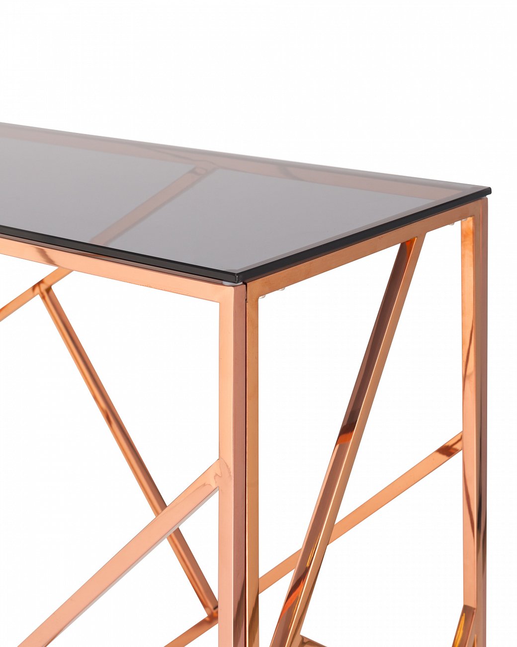 Консоль стеклянная 120х40 см дымчатая с розовым золотом "Арт Деко" STOOL GROUP  00-3881895 Золото;розовый  - Вид №2