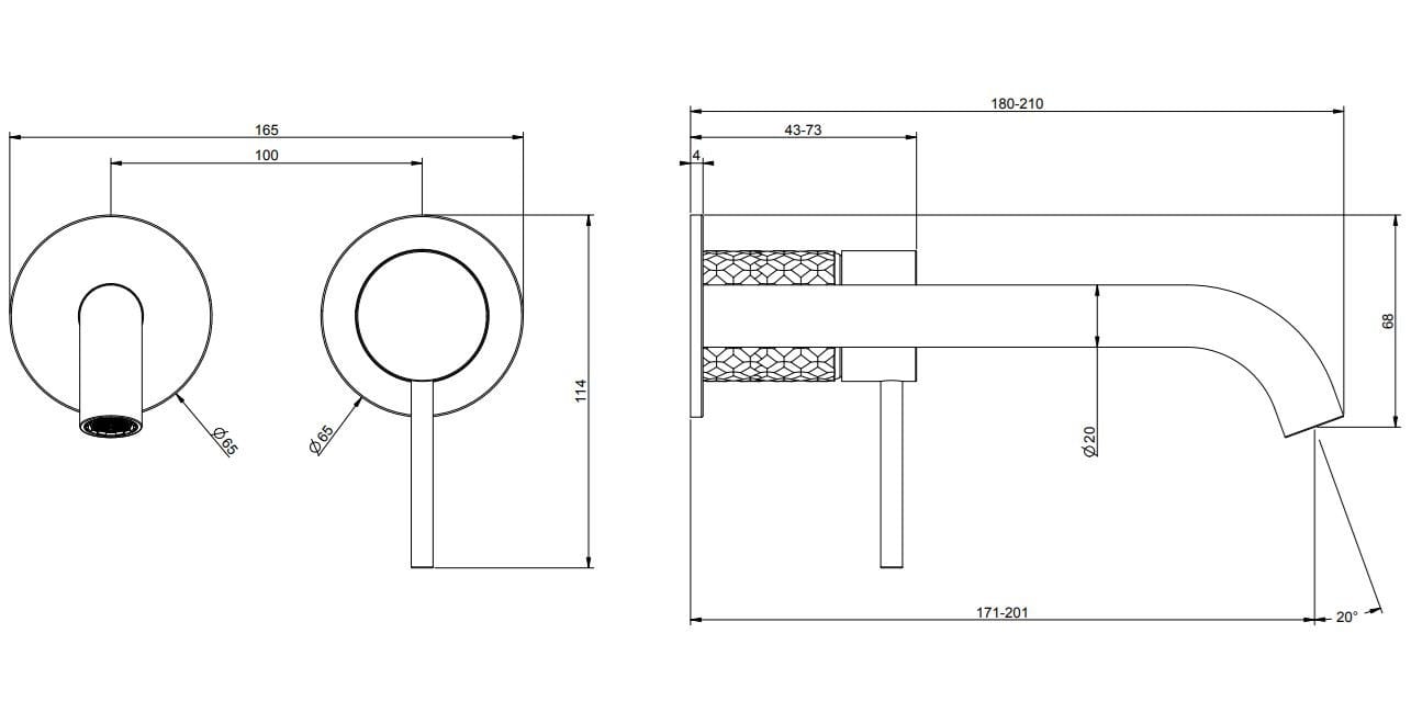 Настенный смеситель для раковины из нержавеющей стали с 2 отверстиями Gessi Messi316 ARCH-00062094 - Вид №5