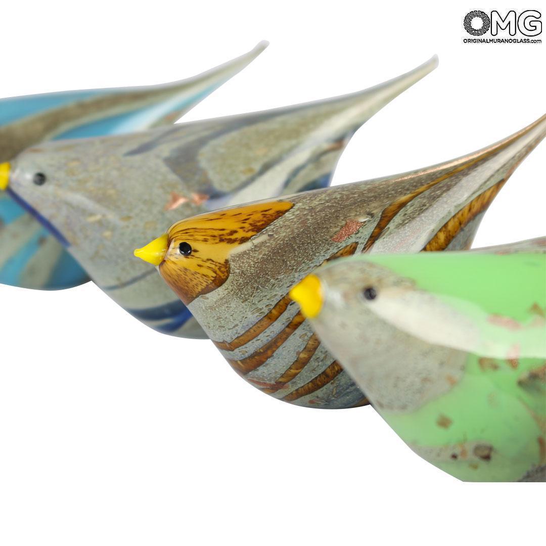 4644 ORIGINALMURANOGLASS Фигурка Зелёный воробей - муранское стекло OMG 13 см  - Вид №1