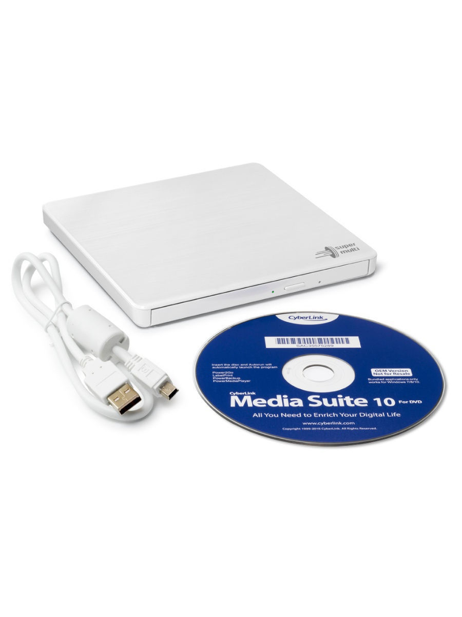 GP60NW60.AUAE12W dvd-rw ext. white slim ret. usb2.0 LG Santreyd  - Вид №2