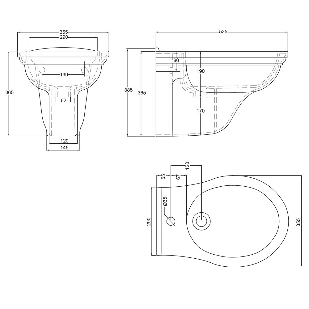 IMSR125 Биде Heyford Wall Hung Heyford Imperial  - Вид №2