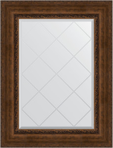 BY 4128 Зеркало с гравировкой в багетной раме - состаренная бронза с орнаментом 120 mm EVOFORM Exclusive-G