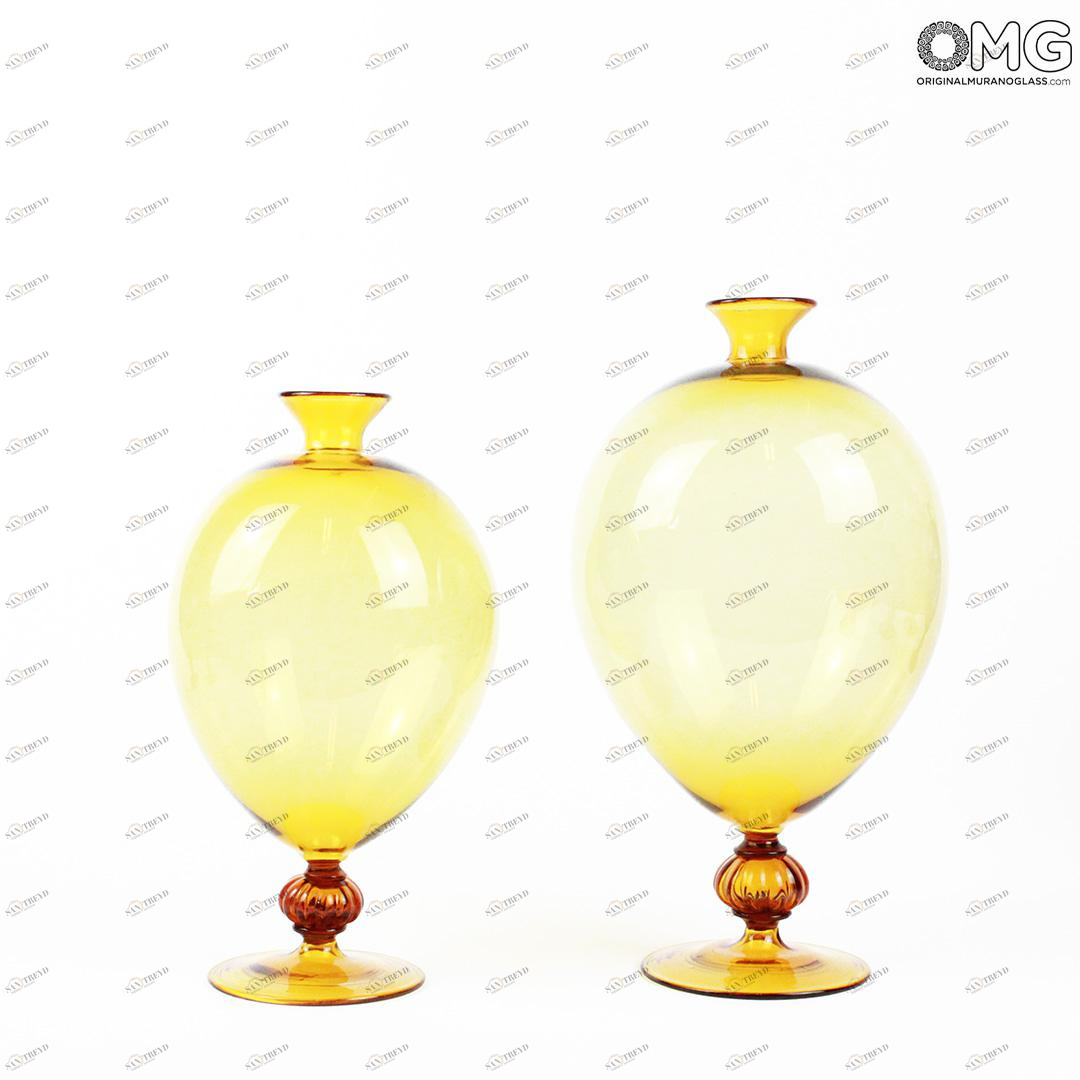 790 ORIGINALMURANOGLASS Ваза-сосуд желтая Веронезе - муранское стекло OMG 9 см 