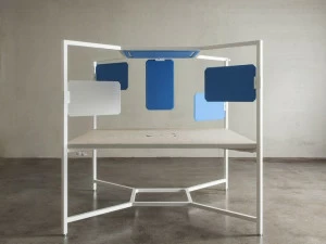 FANTONI Множественное рабочее место со звукопоглощающими перегородками для открытого пространства Hub