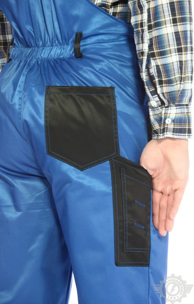 61475 Полукомбинезон "Мастер" василек-черный  Летняя спецодежда  размер 56-58/170-176  - Вид №8