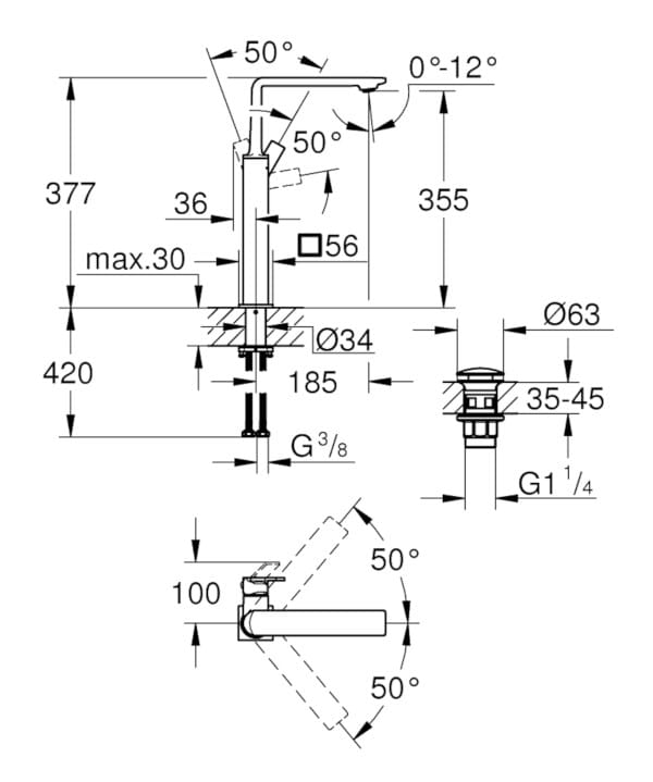 Однорычажный смеситель для раковины Grohe Allure New ARCH-00128059 - Вид №4